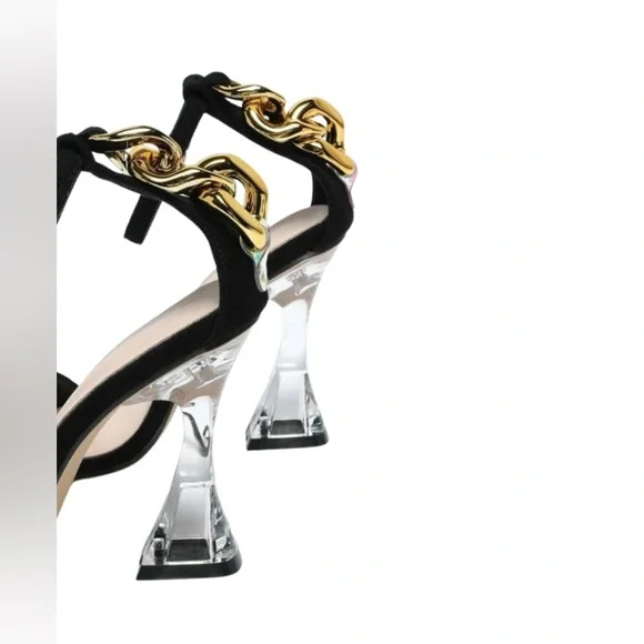 Shein NWOT Elegant Black Women's Heels with Gold Accents Size 6 - Picture 3 of 6